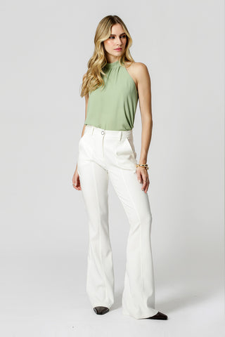 Blusa con cuello y ligeros fruncidos - GRIS CLARO VERDE 1