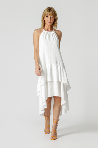 Vestido con volantes - BLANCO ROJO