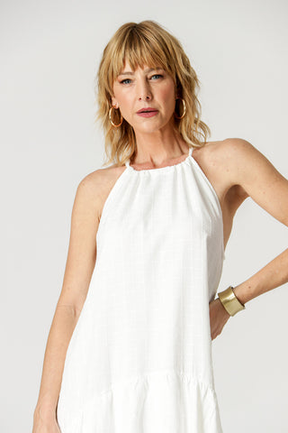 Vestido con volantes - BLANCO ROJO