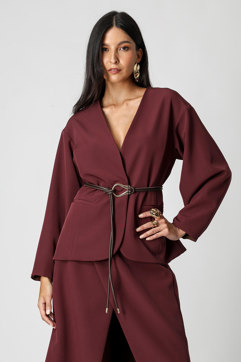 Casaco Dupla Face Transpassado Com Cinto