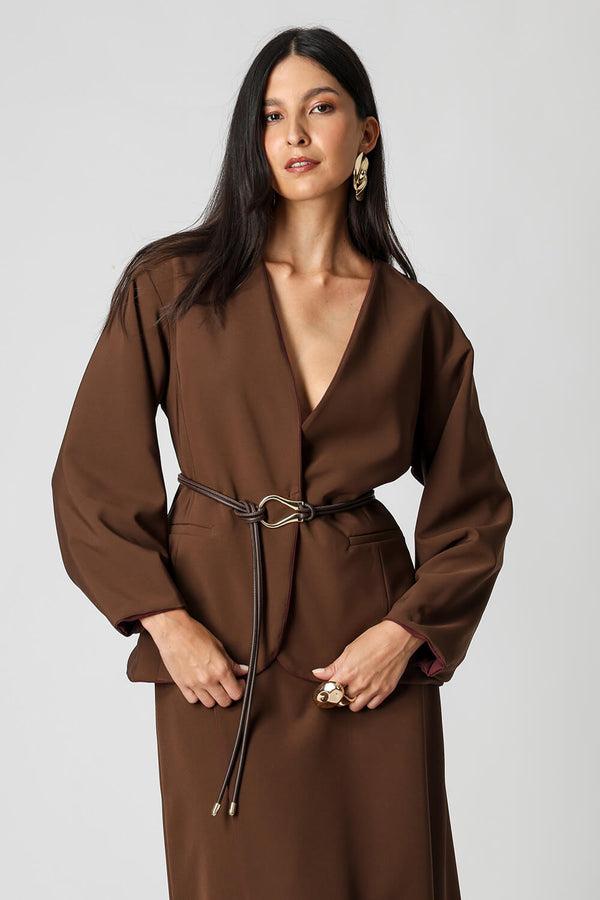 Casaco Dupla Face Transpassado Com Cinto