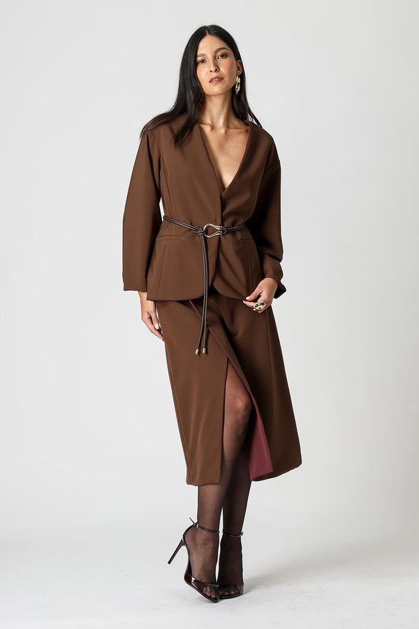 Casaco Dupla Face Transpassado Com Cinto