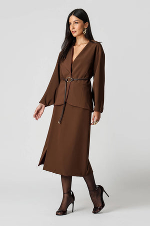 Casaco Dupla Face Transpassado Com Cinto