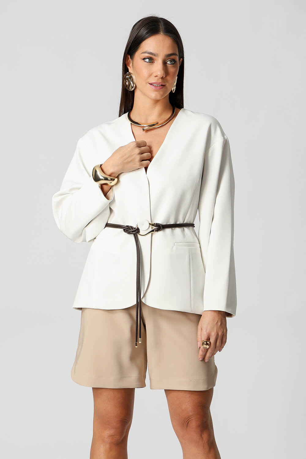 Casaco Dupla Face Transpassado Com Cinto