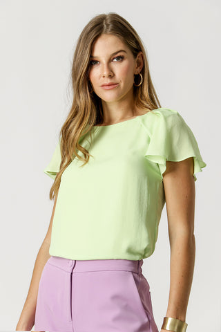 Blusa con detalle de pliegues en el hombro - LIMAO
