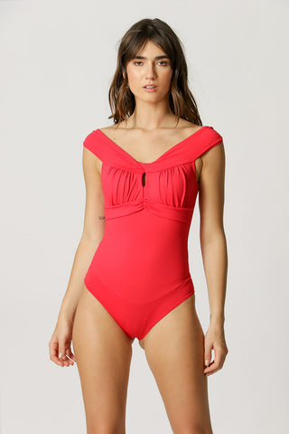 Body fruncido con hombros descubiertos - ROJO 1