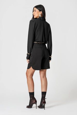 Blusa Cachequer Em Crepe Com Top De Renda