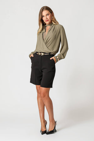 Blusa Cachequer Em Crepe Com Top De Renda