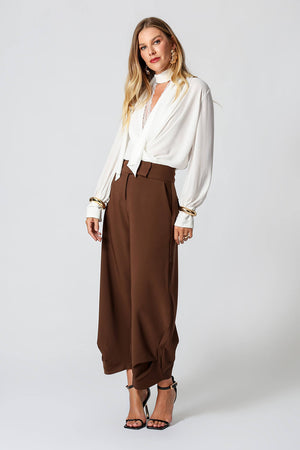 Blusa Cachequer Em Crepe Com Top De Renda