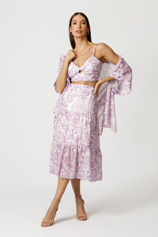 Blusa corta con nudo estampado - LILAS 3064