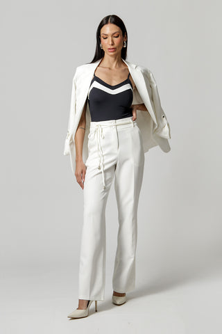 Body de malla con cuello en V Amni - NEGRO