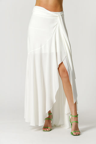 Saia Longa Com Babados - OFF WHITE
