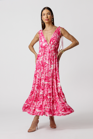 Vestido de escote pronunciado con detalle en los hombros - ROSA 18699