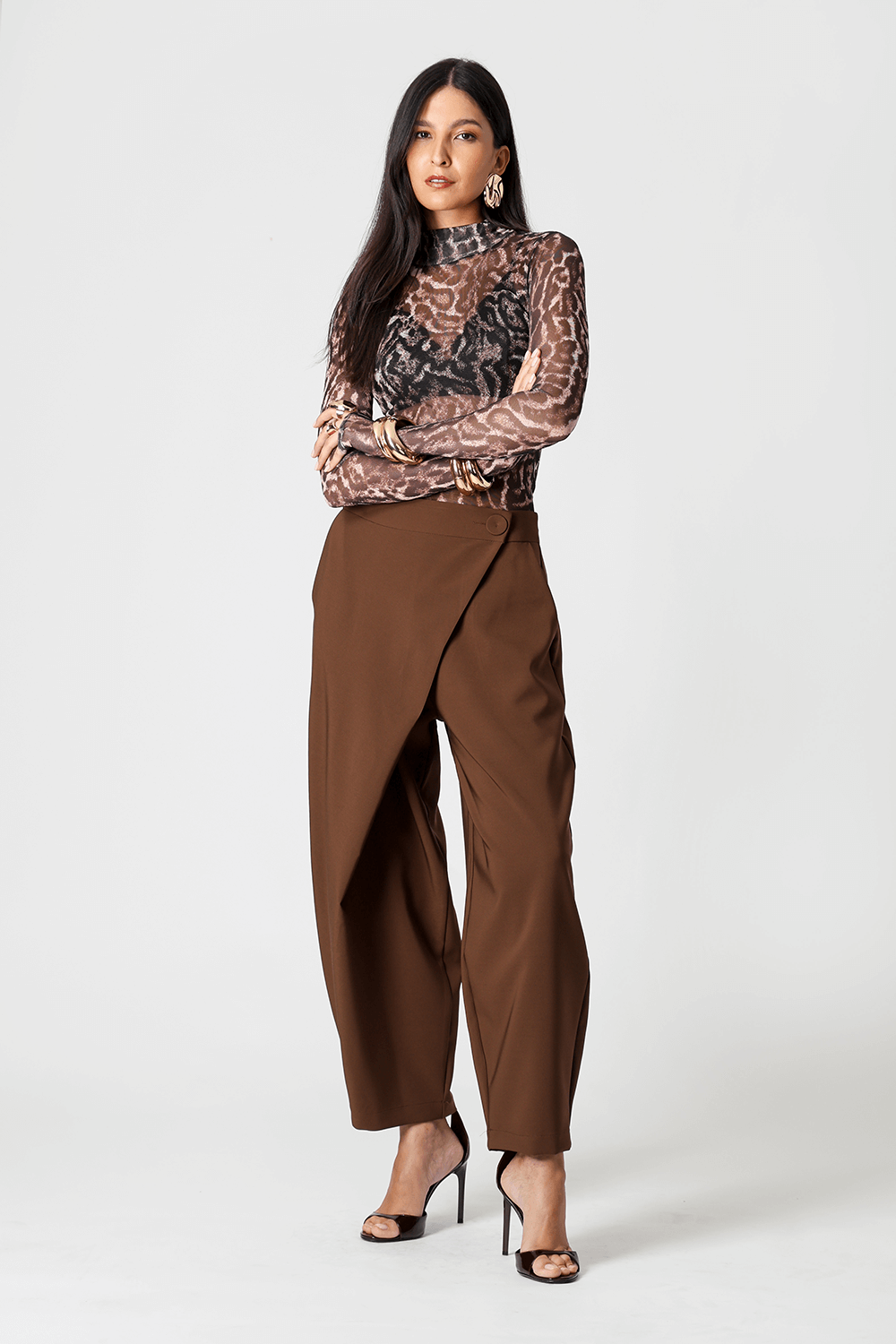 Calça Ballon De Alfaiataria Com Cós Transpassado