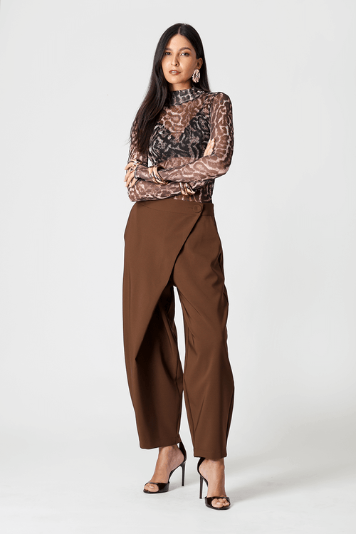 Calça Ballon De Alfaiataria Com Cós Transpassado