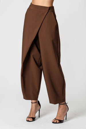 Calça Ballon De Alfaiataria Com Cós Transpassado