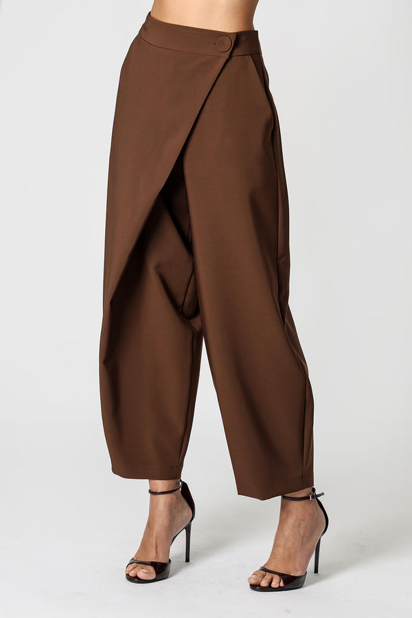 Calça Ballon De Alfaiataria Com Cós Transpassado