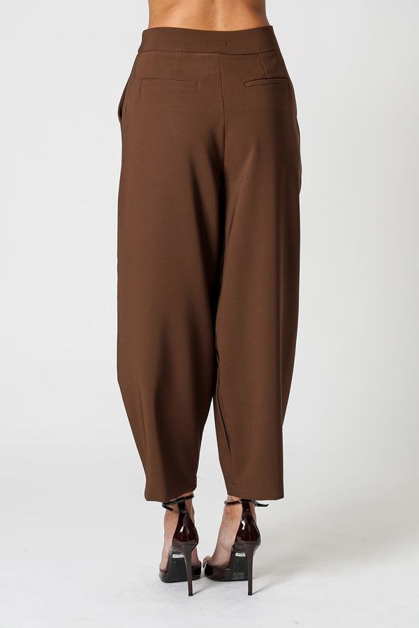 Calça Ballon De Alfaiataria Com Cós Transpassado