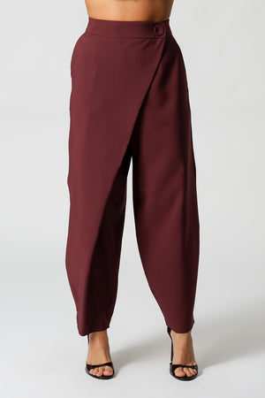 Calça Ballon De Alfaiataria Com Cós Transpassado