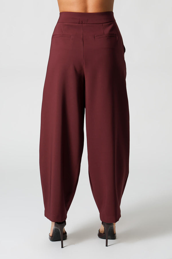 Calça Ballon De Alfaiataria Com Cós Transpassado