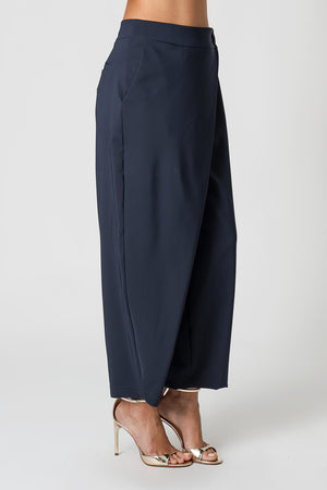 Calça Ballon De Alfaiataria Com Cós Transpassado