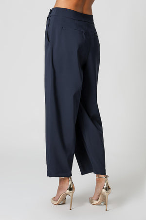 Calça Ballon De Alfaiataria Com Cós Transpassado