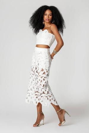 Top Strapless em Guipir Leaf