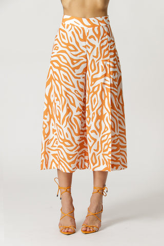 Calça Pantacourt Estampada - LARANJA 3070