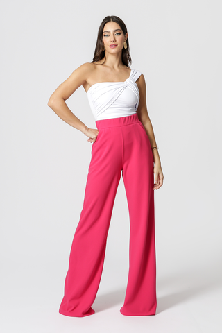 Pantalones anchos de malla - ROSA