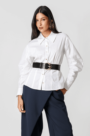 Camisa Acinturada Manga Balloon