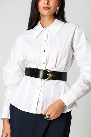 Camisa Acinturada Manga Balloon