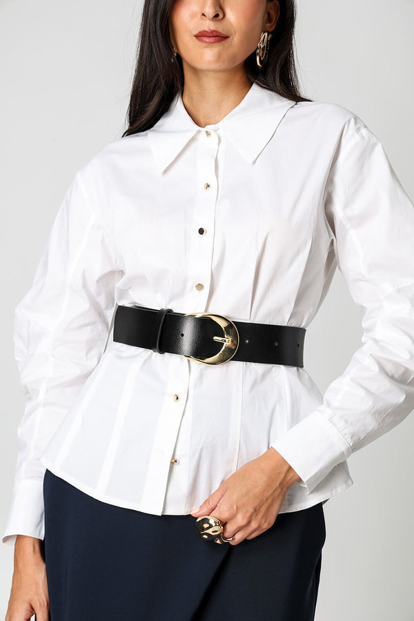 Camisa Acinturada Manga Balloon