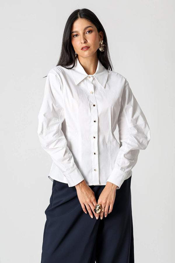 Camisa Acinturada Manga Balloon