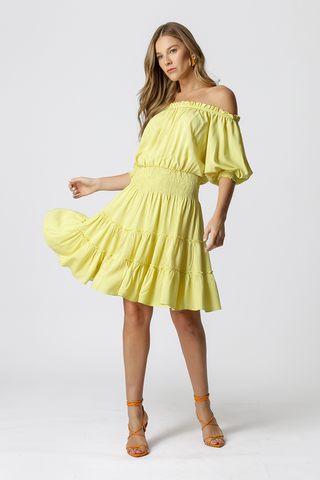 Vestido Ombro a Ombro Com Lastex - PISTACHE