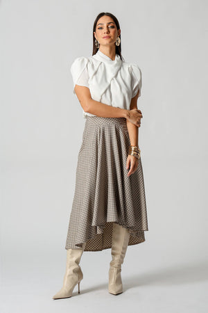 Blusa Balonê Crepe com Manga Tulipa