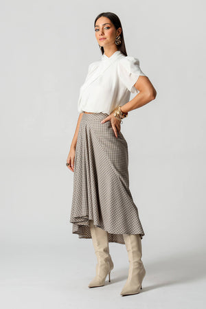 Blusa Balonê Crepe com Manga Tulipa