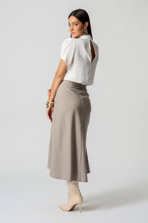 Blusa Balonê Crepe com Manga Tulipa