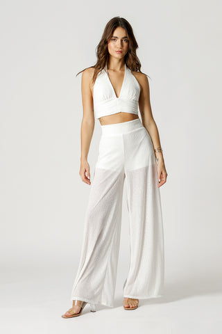 Top Halter con Lentejuelas - BLANCO ROJO