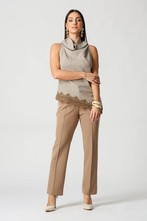 Blusa Xadrez Tartan Com Gola Degagê