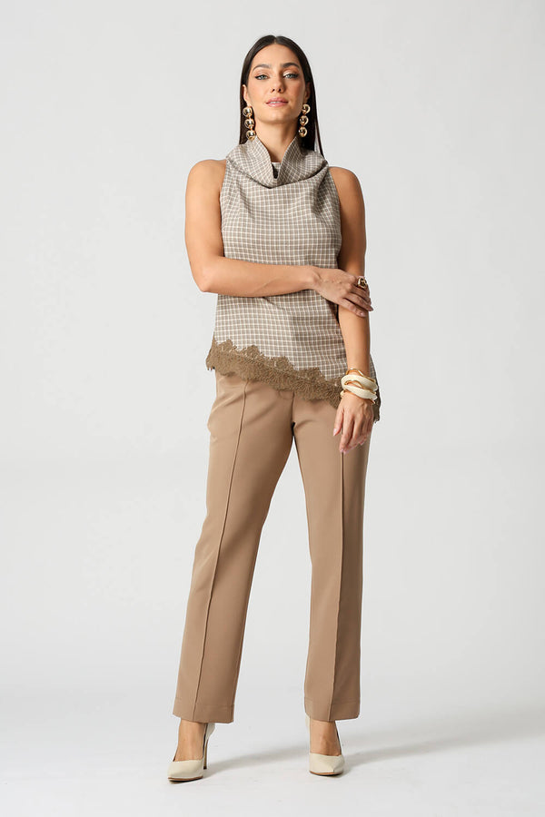 Blusa Xadrez Tartan Com Gola Degagê