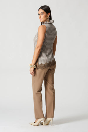 Blusa Xadrez Tartan Com Gola Degagê