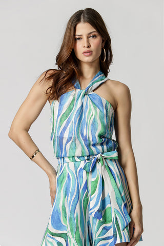 Blusa estampada con escote torcido - ROYAL 6055
