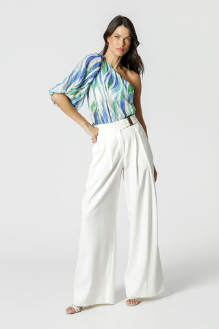 Blusa estampada de un solo hombro - ROYAL 6055
