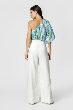 Blusa Ombro Único Estampada