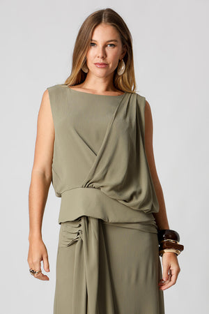 Blusa Chiffon com Decote Transpassado