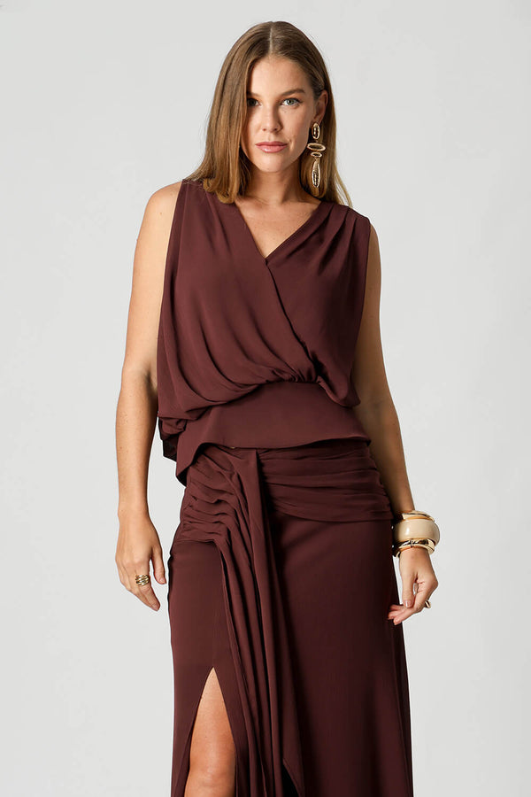 Blusa Chiffon com Decote Transpassado