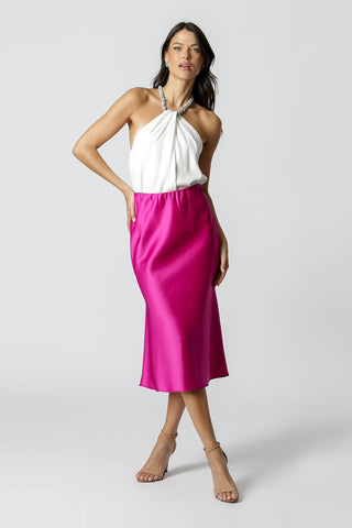 Blusa Cetim Com Colar De Strass - OFF WHITE