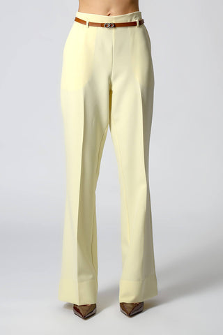 Calça Alfaiataria Reta Com Cinto - AMARELO CL