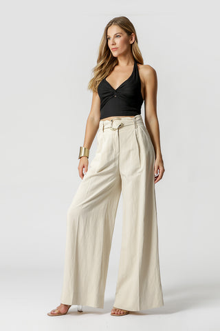 Top halter de voile de algodón - NEGRO