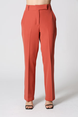 Calça Reta Cós Minimalista - GOIABA